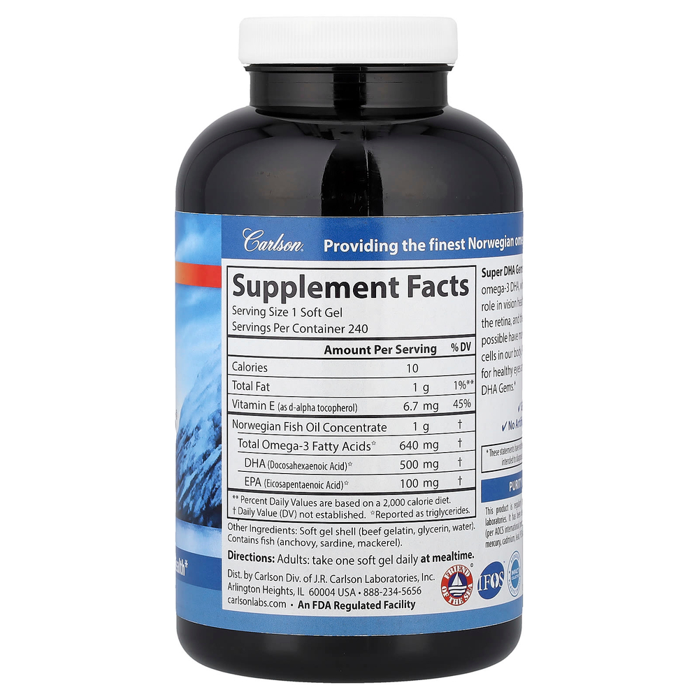 Carlson, Super DHA Gems®, 240 капсул