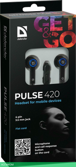 Наушники Defender Pulse-420 Black/Blue (63423)