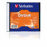 Оптический диск Verbatim DVD-R 4.7GB 16X AZO Matt Silver, Slim Case, 1 шт