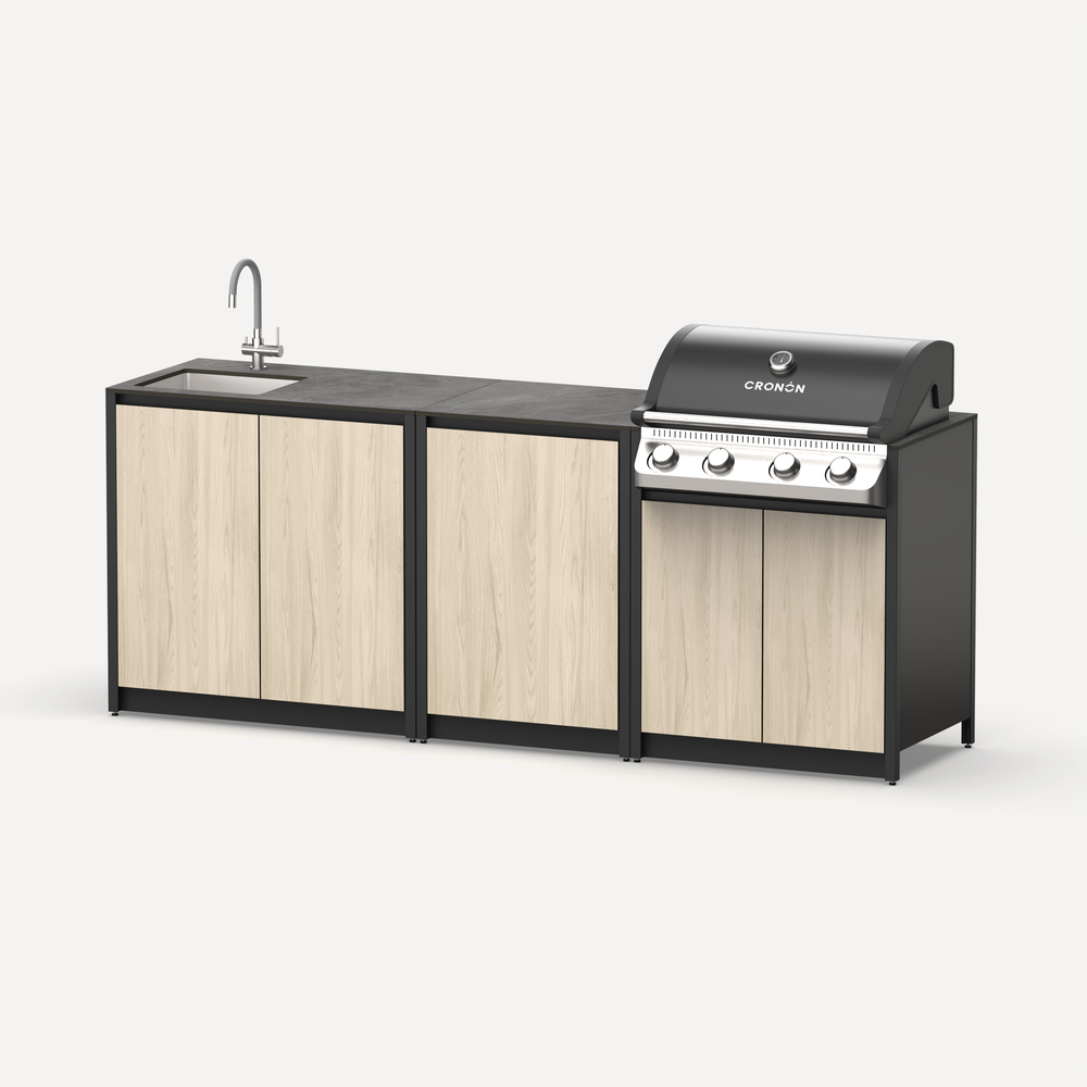 Барбекю комплекс Lounge F-103SG, 2.3 м, дуб сонома/черный мрамор