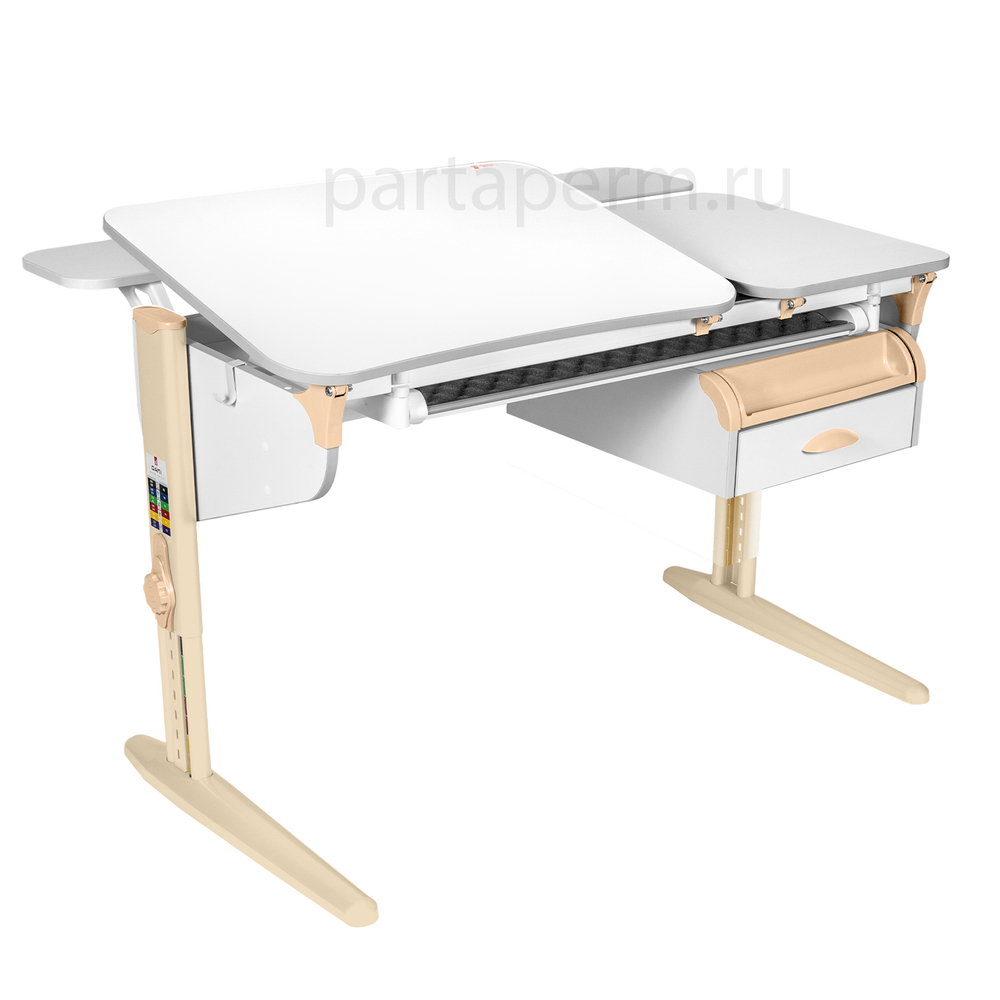 Растущая парта Дэми СУТ 45 с лотком и тумбой ТСН.07 с полками СУТ.45.350 (1200×820 мм)