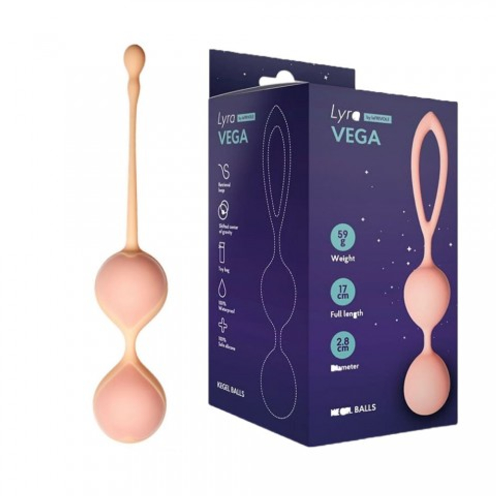 Шарики Кегеля со смещенным центром тяжести Vega, персиковый, 2,8 x 17 см, One Size