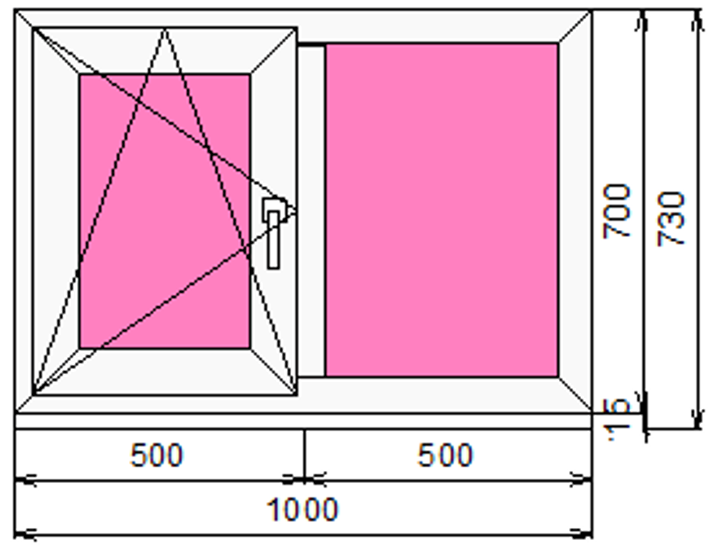 Пластиковое окно 700 х 1000 ТермА Эко
