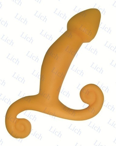 Желтый вибратор из силикона со стимулятором клитора