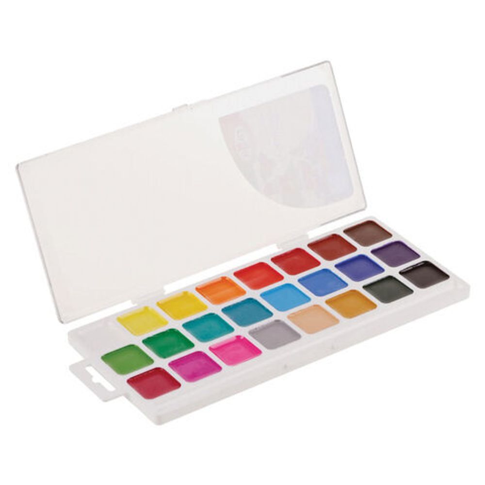 Краски акварельные ГАММА "Классическая", 24 цв., медовая, без кисти, пластиковый корпус, европодвес, 1009198