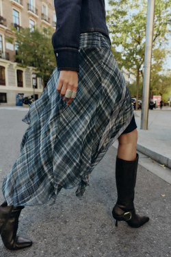 ZARA ЮБКА МИДИ АСИММЕТРИЧНАЯ В КЛЕТКУ, РАЗНОЦВЕТНЫЙ