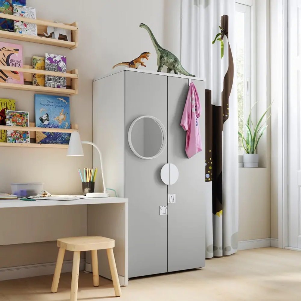 Шкаф - SMÅSTAD / SMАSTAD  IKEA /СМОСТАД  ИКЕА, 60x42x123 см, белый/серый