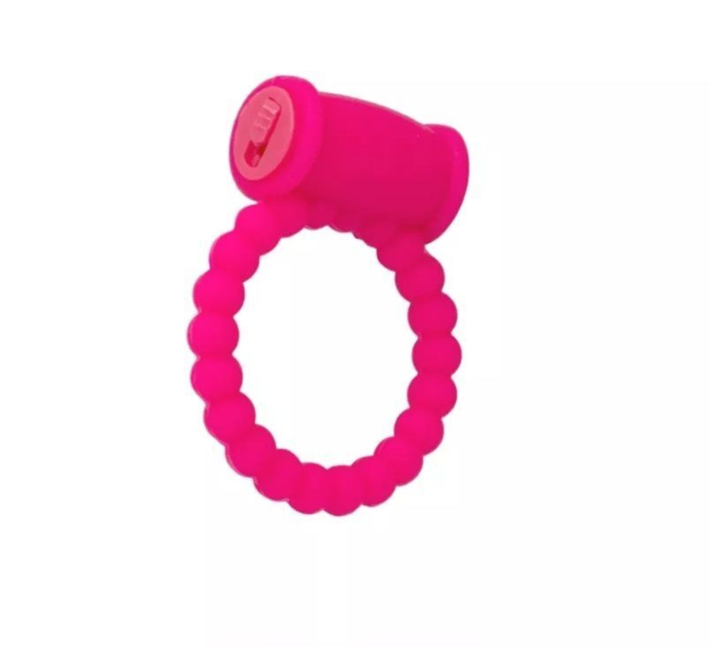 Малиновое эрекционное кольцо с вибрацией (Цвет: малиновый)