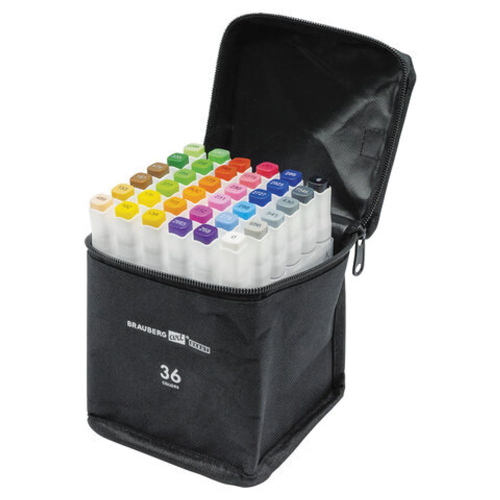 Маркеры для скетчинга двусторонние BRAUBERG ART DEBUT "WHITE", НАБОР 36 шт., чехол, 152141