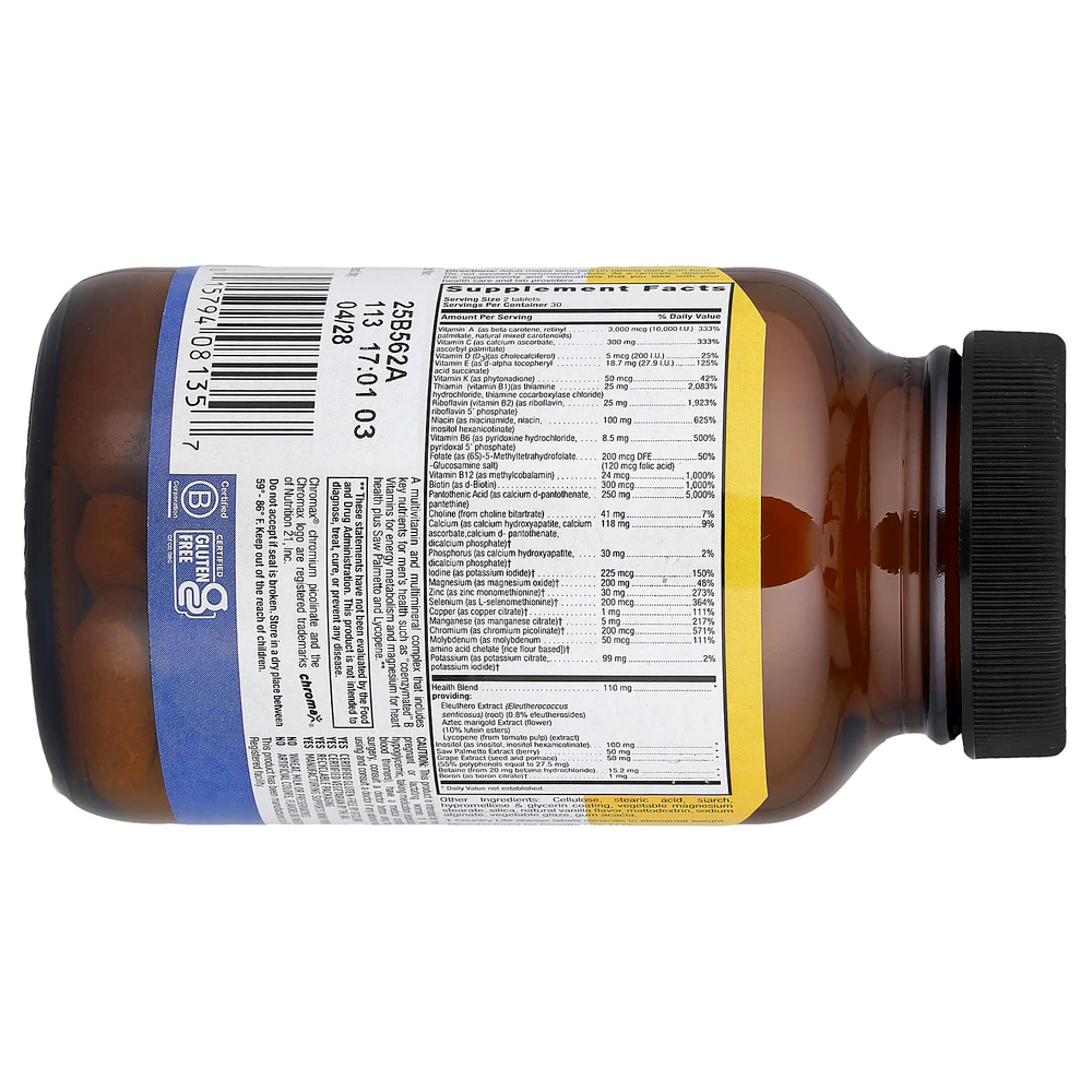 Country Life, Max for Men®, комплекс мультивитаминов и минералов, без железа, 60 таблеток