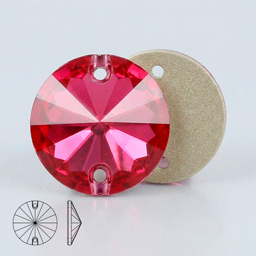 Стразы пришивные из стекла, цвет Red Rose, форма Rivoli