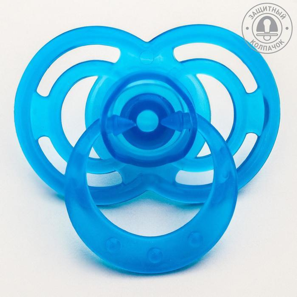 4770924 Соска-пустышка ортодонтическая, силикон, от 0 мес., с колпачком, «Бантик», цвет голубой