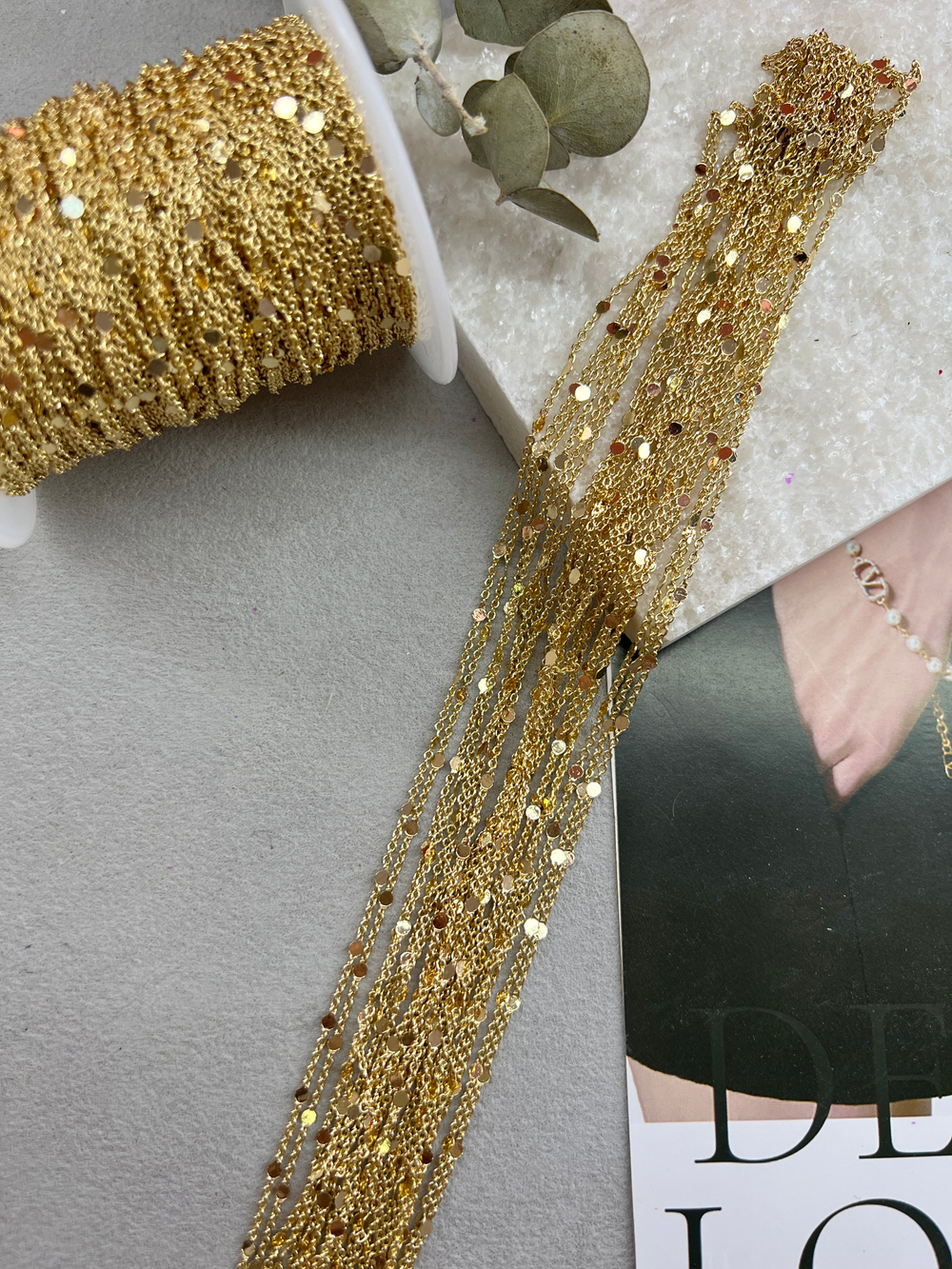 Цепочка «Точка» позолота 14k , звено 3-1 мм, 2 метра