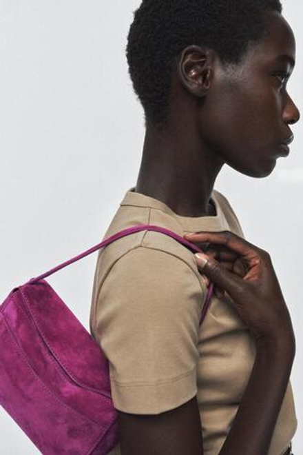 ZARA МИНИ-СУМКА ИЗ КОЖИ, ВИШНЕВО-КРАСНЫЙ