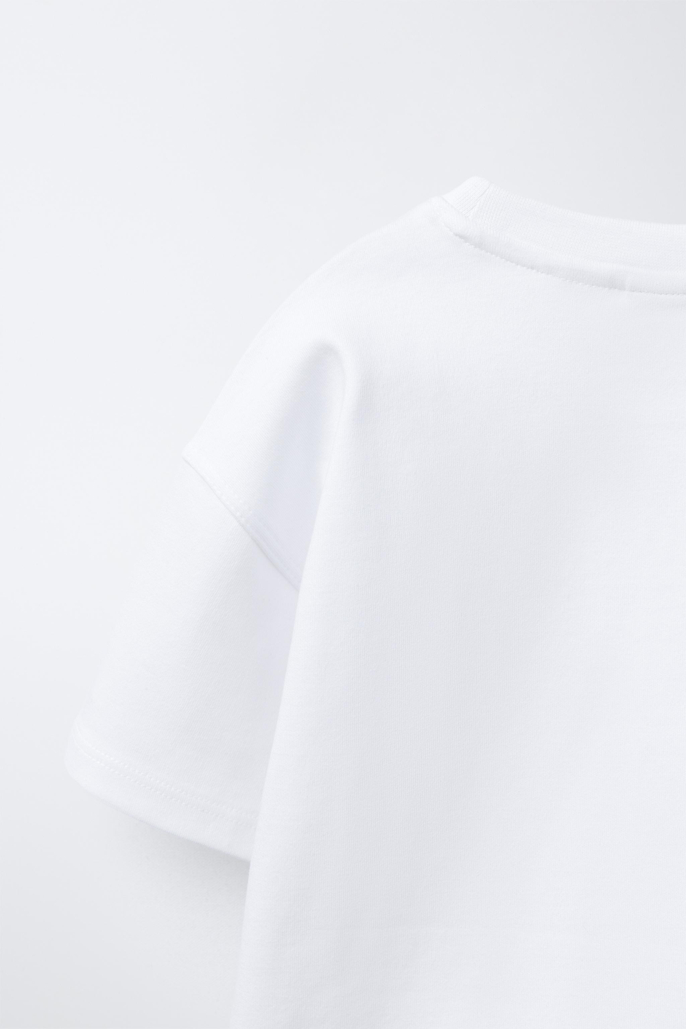 ZARA БАЗОВАЯ ФУТБОЛКА INTERLOCK, БЕЛЫЙ