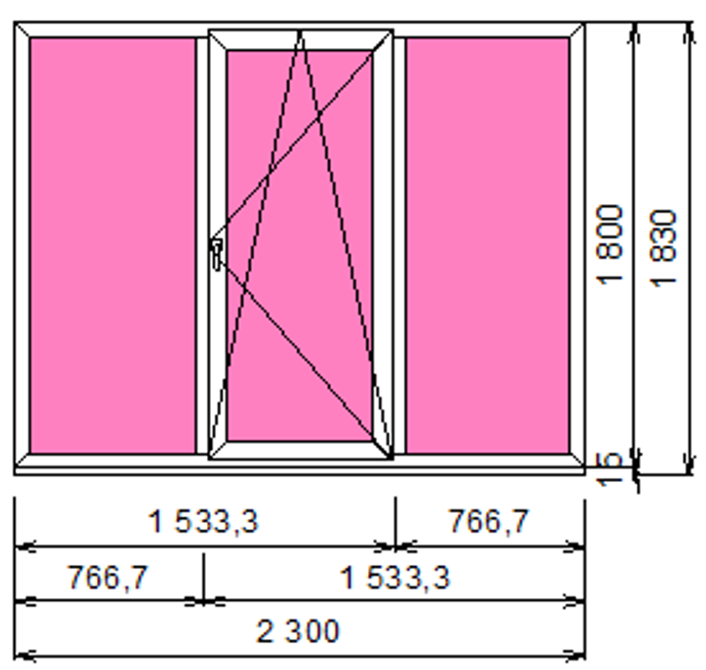 Пластиковое окно 1800 х 2300 мм купить в интернет-магазине