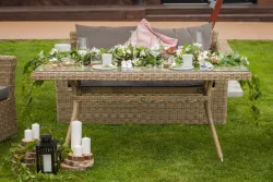 "Аффогато" обеденная группа из искусственного ротанга, цвет соломенный