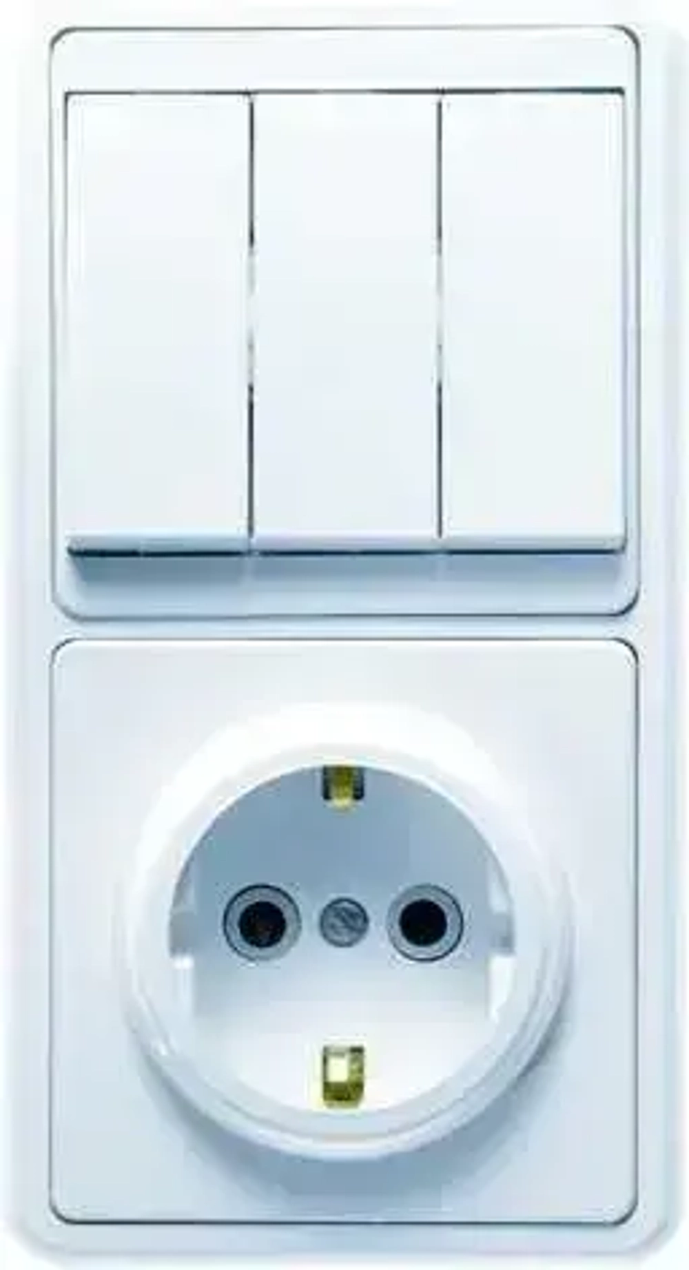 Блок скрытой установки выключатель трехклавишный + розетка с заземлением БКВР-033 Бэлла Кунцево, арт. 5843