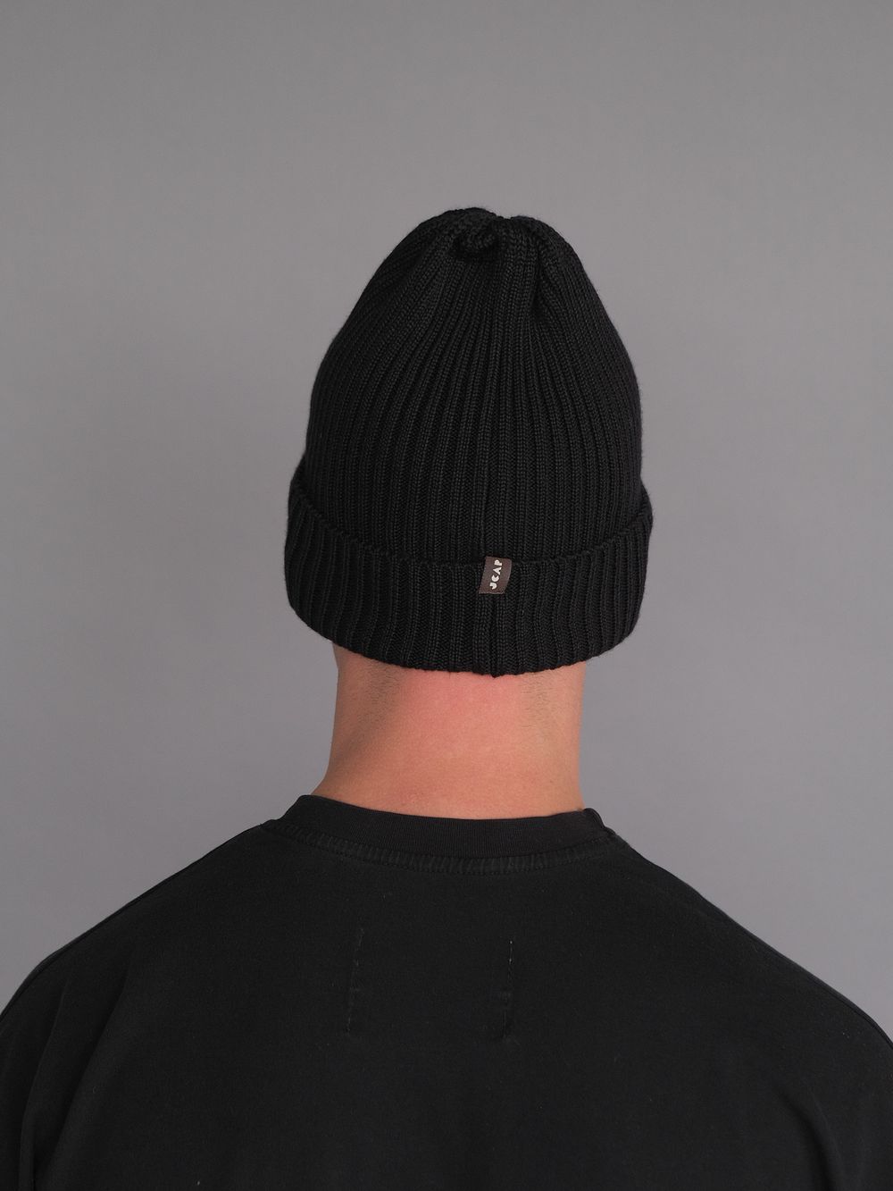 Шапка вязаная-резинка весенняя/осенняя КЭП(Черный) МУЖСКОЙ