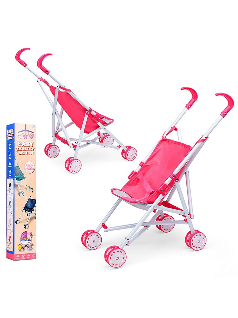 Коляска для кукол трость, прогулочная, цвет красный (H1017)