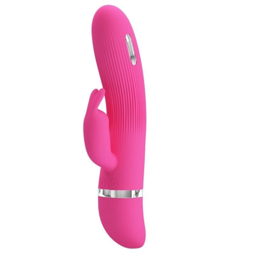 Розовый вибратор Ingram с электростимуляцией - 19,2 см.