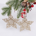 Подвески в блестках «Звездочки кружевные» 10 см (набор 2шт), шампань