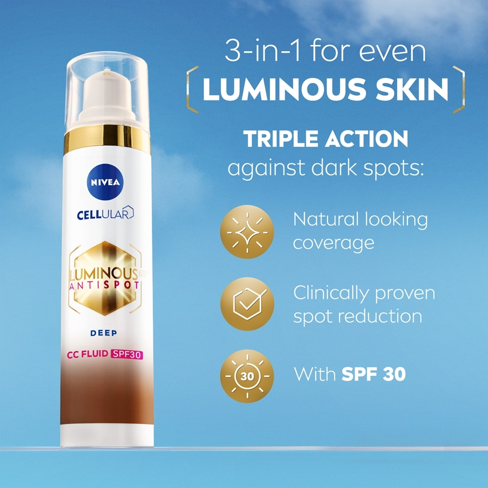NIVEA Luminous 630 Anti Spot - Осветляющий CC-крем SPF 30, 40 ml