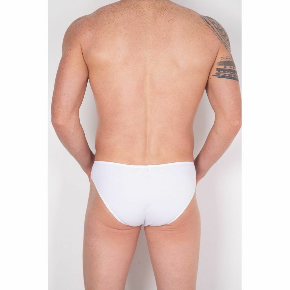 Мужские трусы слипы белые с красно-белой вставкой Cosmos Colors FM40_WR