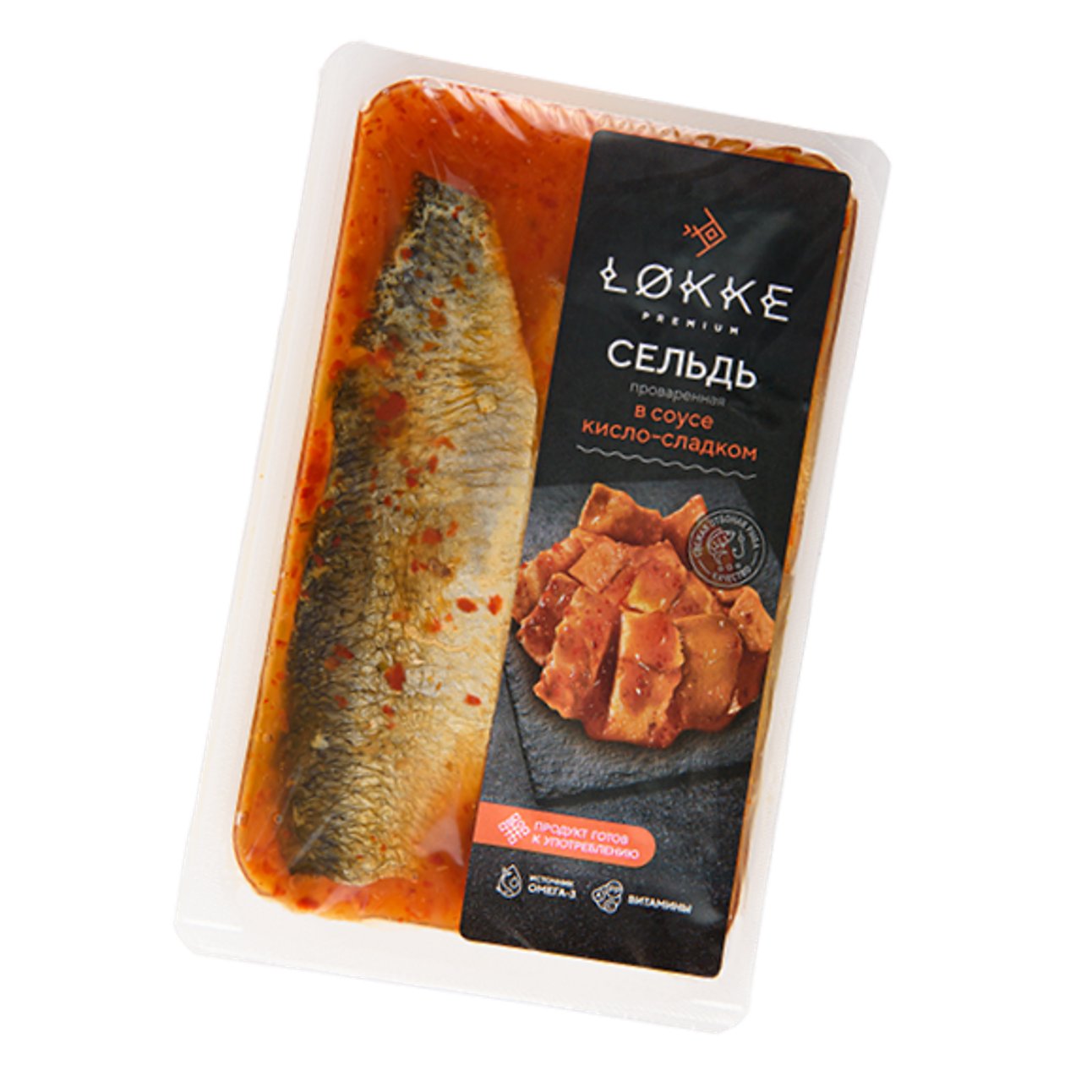 Сельдь атлантическая филе проваренная в кисло-сладком соусе