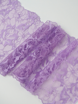 Вышивка на сетке яркая лаванда неэластичная ширина 22 см