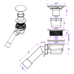 Сифон для душевой кабины, гофрированный, 90х40/50х65 мм, Orio, ДХ-912