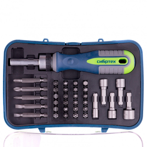 ОТВЕРТКА РЕВЕРСИВНАЯ СИБРТЕХ С НАБОРОМ БИТ И ТОРЦ/ГОЛОВОК 35ШТ 13337