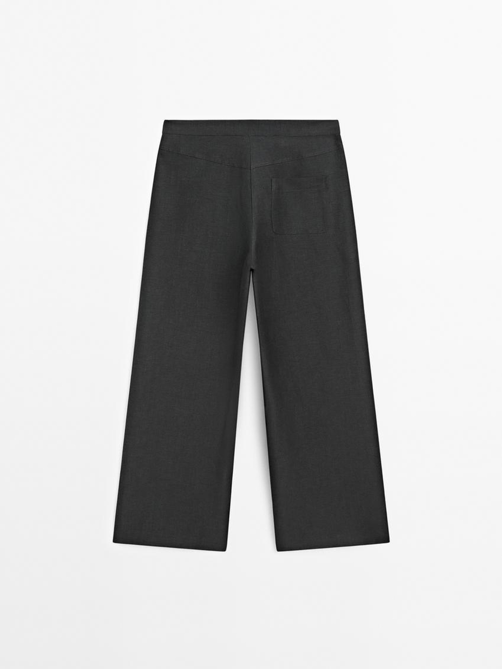 Massimo Dutti Брюки свободного кроя с широкими штанинами и декоративными швами, темно-серый