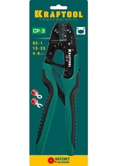 KRAFTOOL CP-3, 0.5 - 6 мм2, для изолированных наконечников и соединительных муфт, пресс-клещи (45461-3)