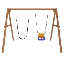 Деревянные качели с качелями со спинкой и гибкими качелями