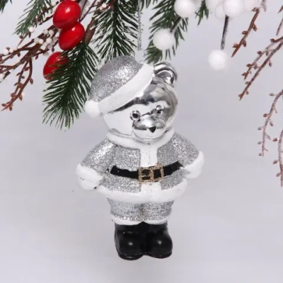 Ёлочная игрушка «Волшебный медвежонок» 8*5*12 см, серебро