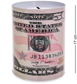 BX-218/2 Металлическая копилка «50 Долларов» 17см