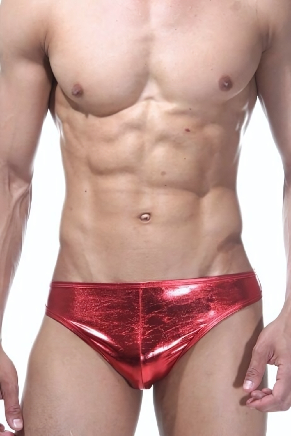 Красные трусы-джоки из блестящего гладкого материала (Размер: S-M) (Цвет: красный)