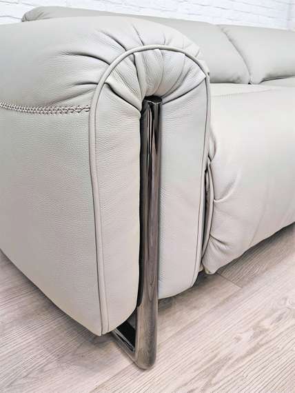 Диван c электро-реклайнером 4371, 220 см, светло-серая натуральная кожа