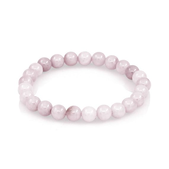 Браслет из камней розового кварца фотография, вид спереди