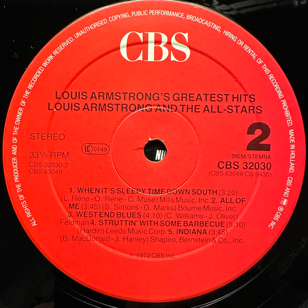 Louis Armstrong - Louis Armstrong's Greatest Hits (Голландия)