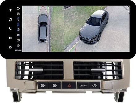 Магнитола для Lexus RX 2003-2009, Toyota Harrier XU30 2003-2013 (ШГУ цветной, рамка серо-бежевая) - Teyes LUX ONE 360 монитор 12.3" 2K QLED на Android 10, CarPlay, 4G SIM-слот, 4 камеры в комплекте