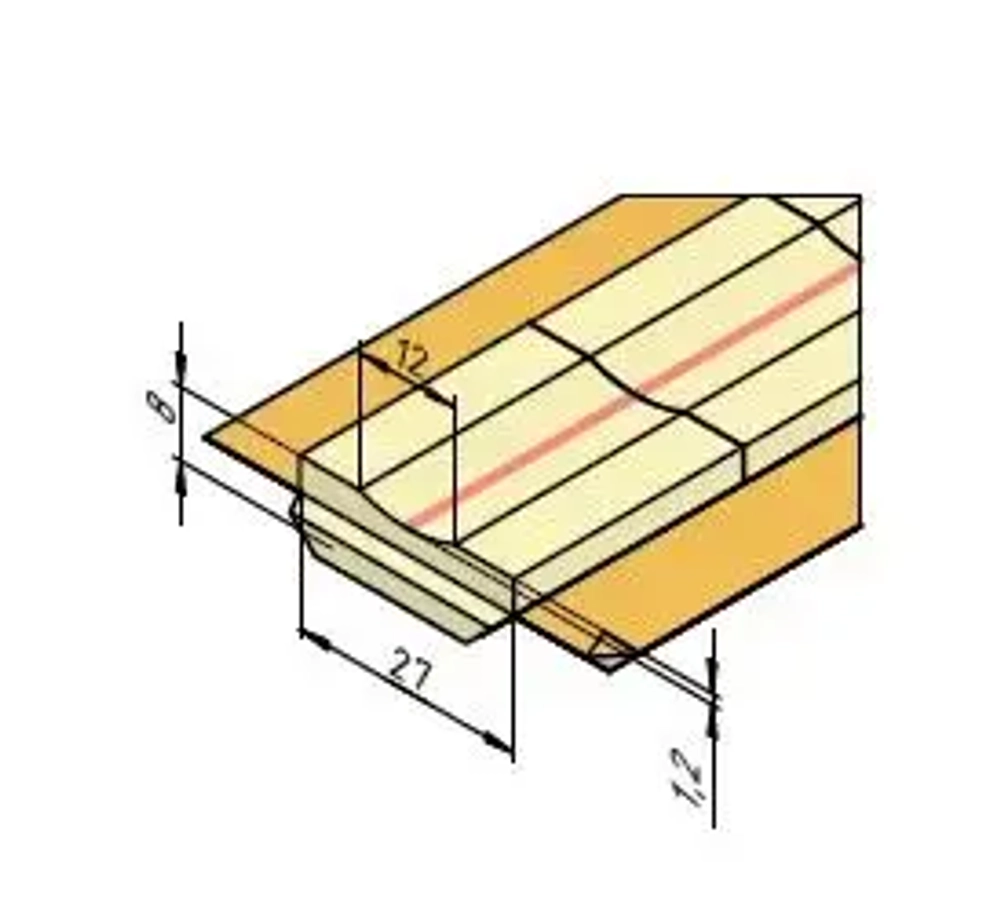 Керамическая подкладка трапециевидная КЕДР КП-12К (ширина 27 мм, канавка 12 мм скругленная, длина 600 мм)