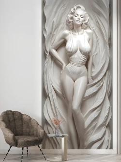 Объемные 3D Фотообои девушка из мрамора