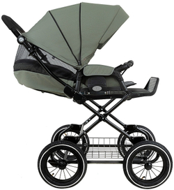 Детская коляска Roan Bass Next Classic d12 2.0 3 в 1 с автокреслом Tutis Elo Black BNC/82/2 Sage Green/Black/руч.Black