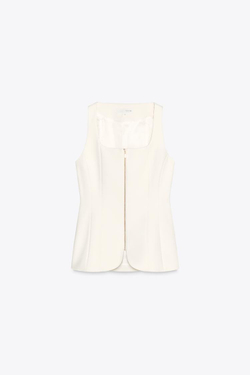 ZARA ТОП-БЮСТЬЕ С ЗАСТЕЖКОЙ-МОЛНИЕЙ, ЭКРЮ