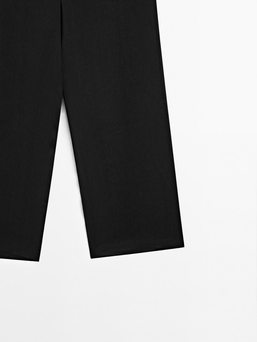 Massimo Dutti Брюки из льняной смеси с поясом-корсетом - Limited Edition, черный