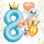 Набор шаров 8 шт «8 - Prince», голубой (цирфа + 7 шаров)