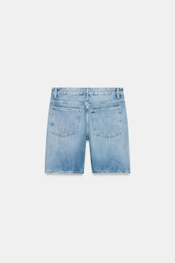ZARA ДЖИНСОВЫЕ ШОРТЫ TRF СО СРЕДНЕЙ ПОСАДКОЙ, СИНИЙ