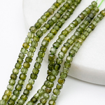 Фианит Куб бусины (кубический цирконий), цвет оливковый, размер около 3 мм, цена за нить 38 см